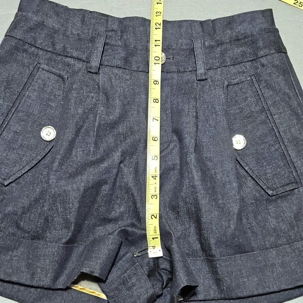 Kate Spade Shorts Women's Sz 2 Dark Blue Denim Stretch Button Accent Pockets‎